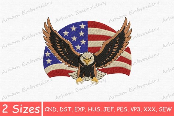 American Flag Bald Eagle Embroidery