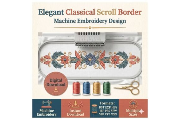 Boho Floral Border Vintage Folk