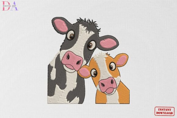 Cute Farm Cow Duo