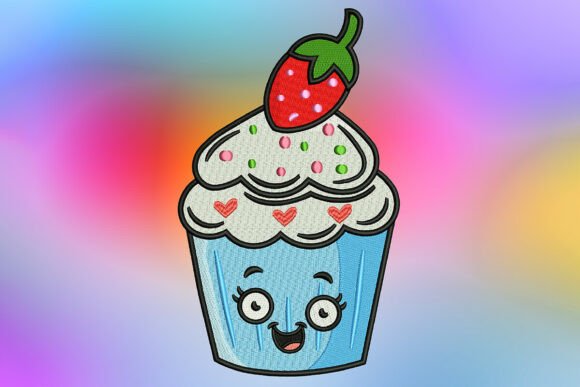 Cute Vanilla Strawberry Cupcake