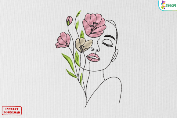 Minimal Floral Face Line Art