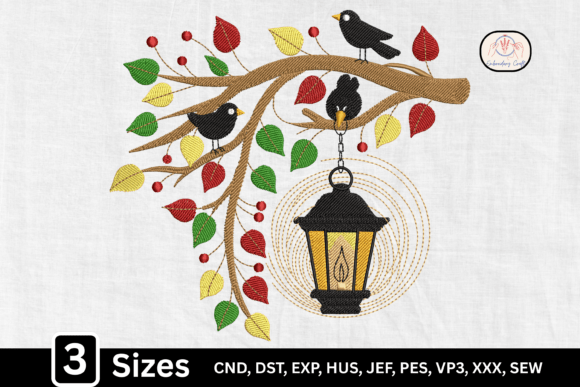Nature Autumn Fall Blackbird Lantern