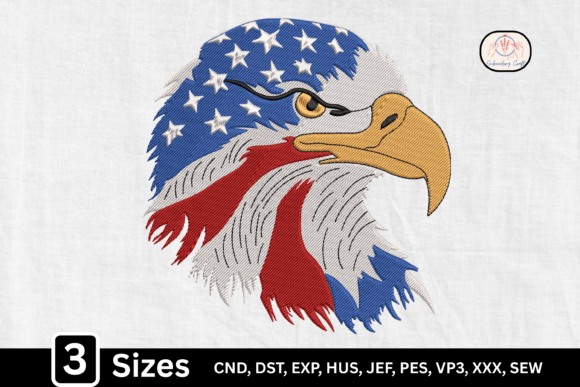 Patriotic Eagle Head Embroidery