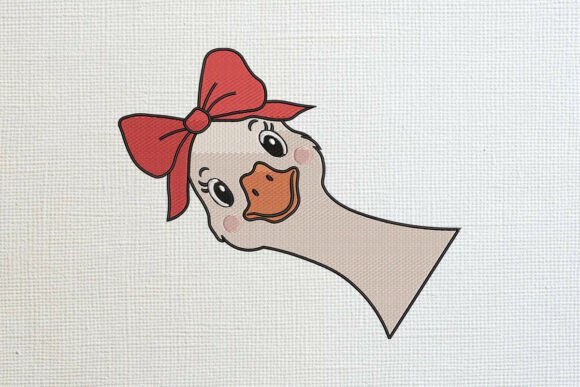Peeking Duck with Red Hair Bow